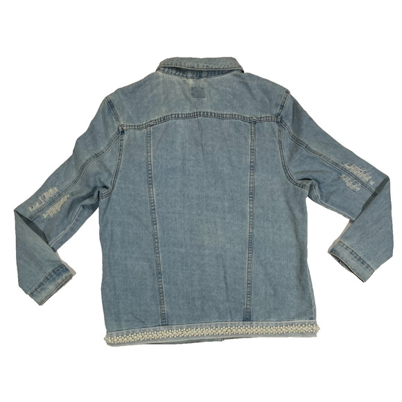 BoomBoom Jeans Denim Jacket Women’s Size Large Light Wash Button Up - Picture 2 of 11